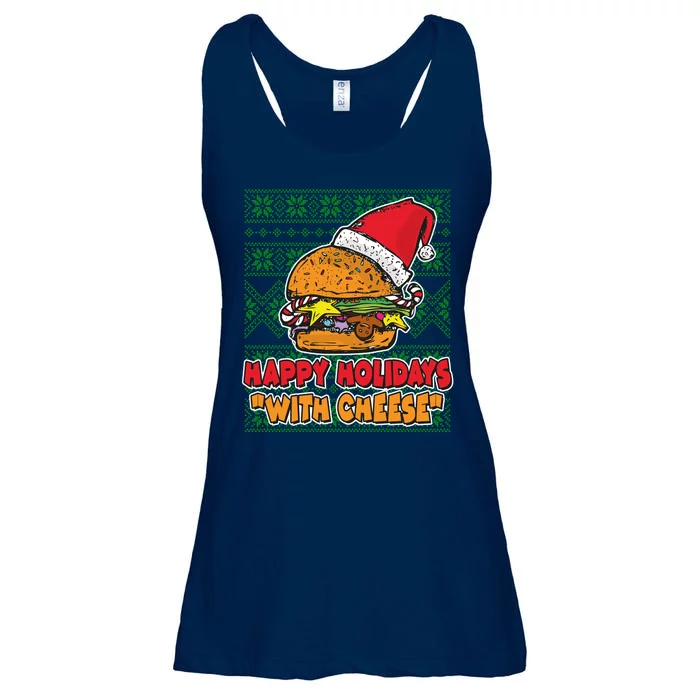 Happy Holidays With Cheese Ugly Christmas Sweater Ladies Essential Flowy Tank