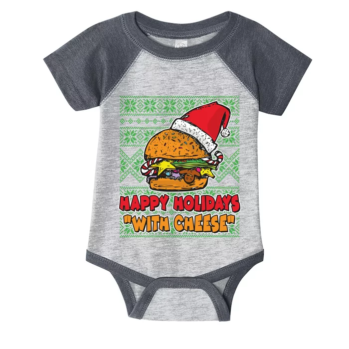 Happy Holidays With Cheese Ugly Christmas Sweater Infant Baby Jersey Bodysuit