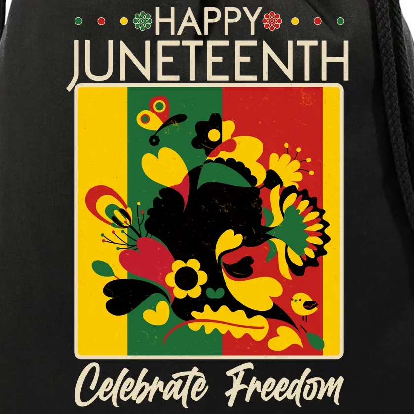 Happy Juneteenth Celebrate Freedom  Abstract Art Drawstring Bag