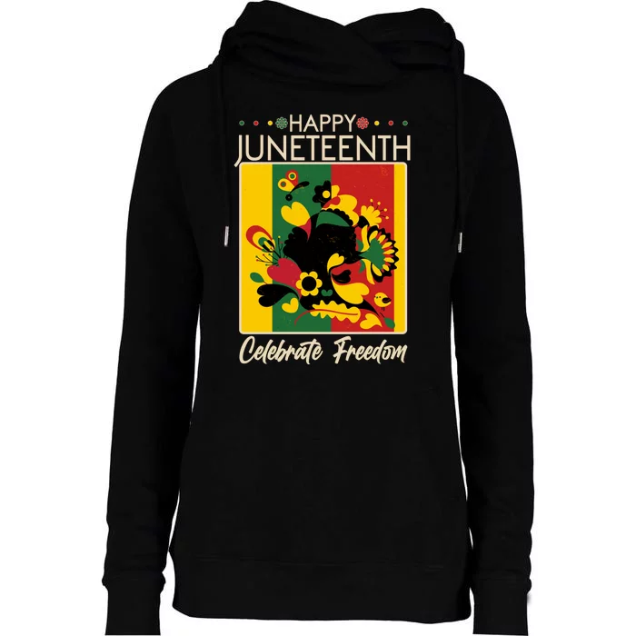 Happy Juneteenth Celebrate Freedom  Abstract Art Womens Funnel Neck Pullover Hood