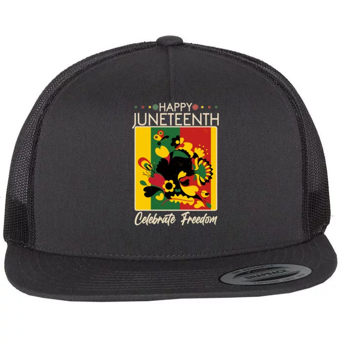 Happy Juneteenth Celebrate Freedom  Abstract Art Flat Bill Trucker Hat