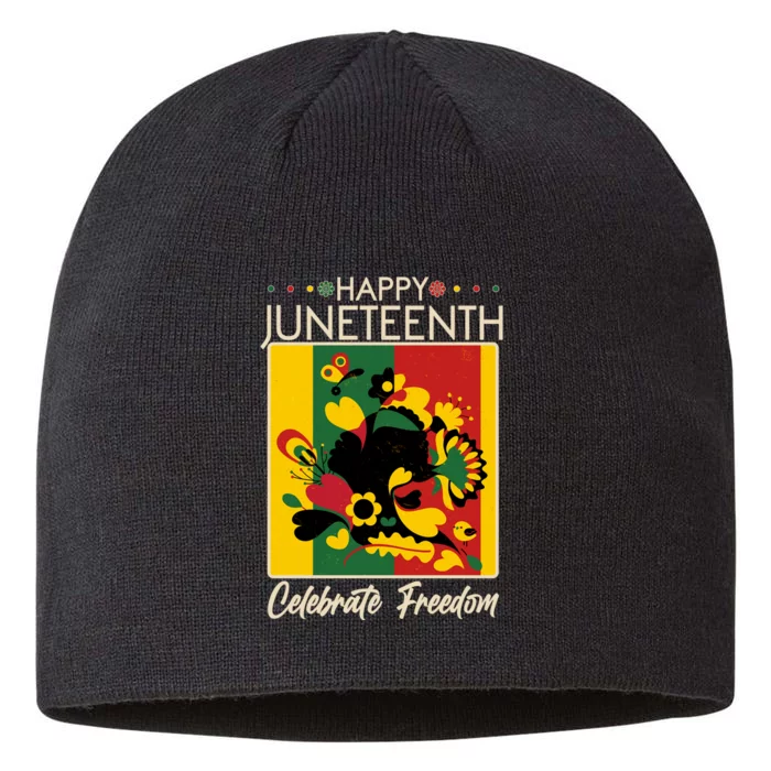 Happy Juneteenth Celebrate Freedom  Abstract Art 8 1/2in Sustainable Knit Beanie