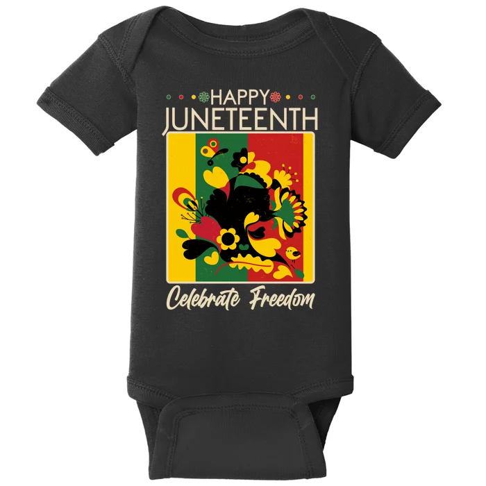 Happy Juneteenth Celebrate Freedom  Abstract Art Baby Bodysuit