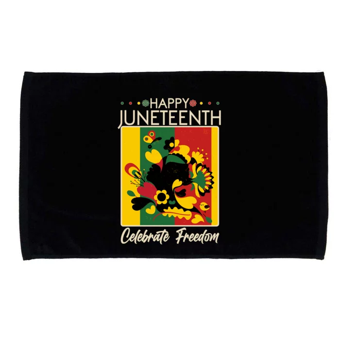 Happy Juneteenth Celebrate Freedom  Abstract Art Microfiber Hand Towel