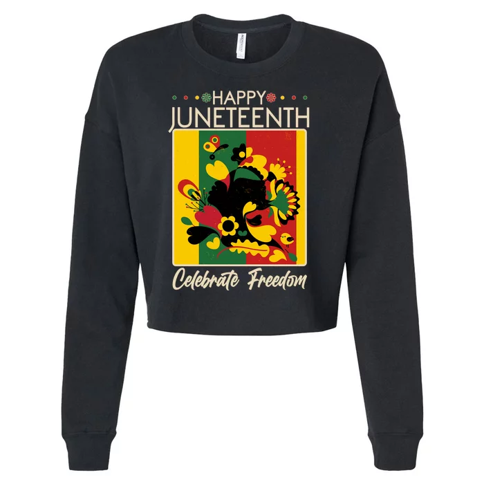 Happy Juneteenth Celebrate Freedom  Abstract Art Cropped Pullover Crew