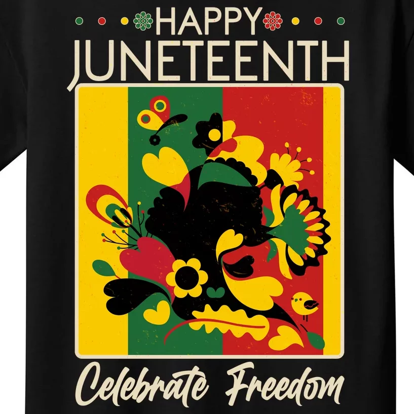 Happy Juneteenth Celebrate Freedom  Abstract Art Kids T-Shirt