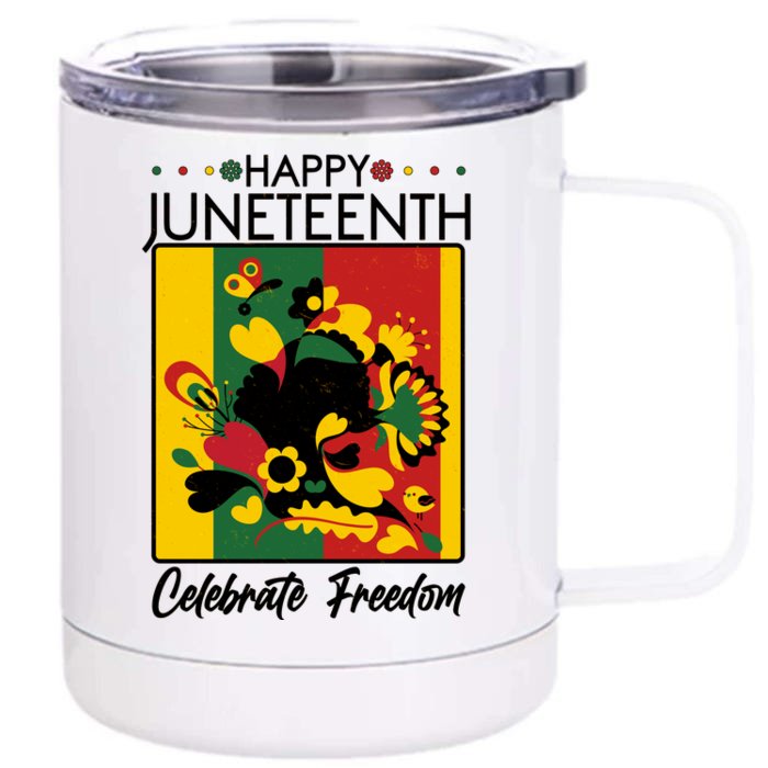 Happy Juneteenth Celebrate Freedom  Abstract Art Front & Back 12oz Stainless Steel Tumbler Cup