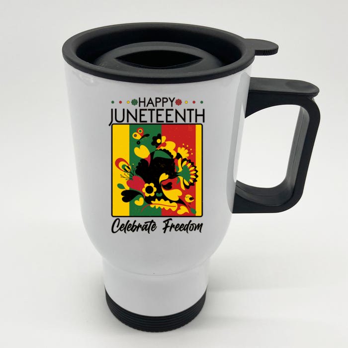 Happy Juneteenth Celebrate Freedom  Abstract Art Front & Back Stainless Steel Travel Mug