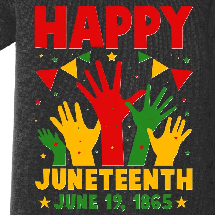 Happy Juneteenth June 19 1865 Celebration Raised Hands Baby Bodysuit