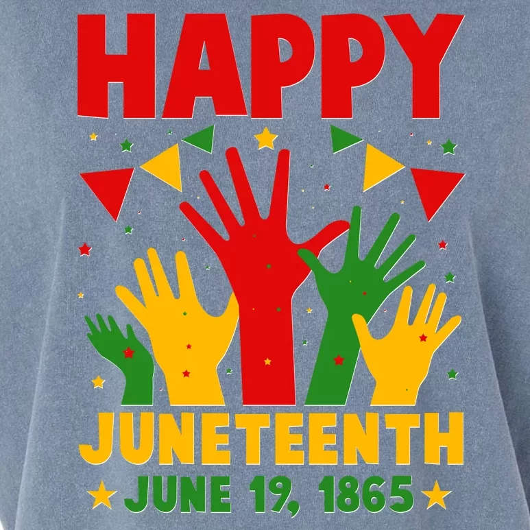 Happy Juneteenth June 19 1865 Celebration Raised Hands Garment-Dyed Women's Muscle Tee