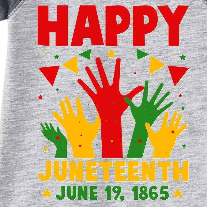 Happy Juneteenth June 19 1865 Celebration Raised Hands Infant Baby Jersey Bodysuit