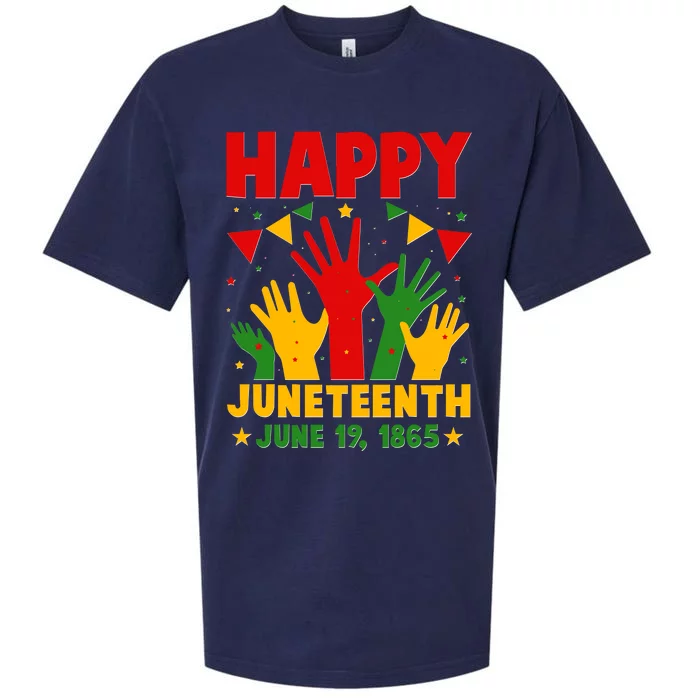 Happy Juneteenth June 19 1865 Celebration Raised Hands Sueded Cloud Jersey T-Shirt