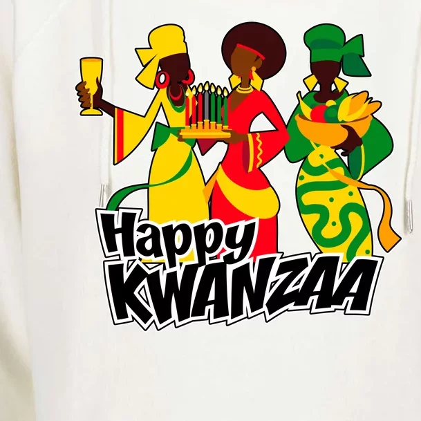 Happy Kwanzaa Celebration Womens Funnel Neck Pullover Hood