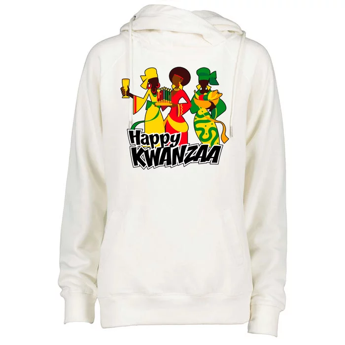 Happy Kwanzaa Celebration Womens Funnel Neck Pullover Hood