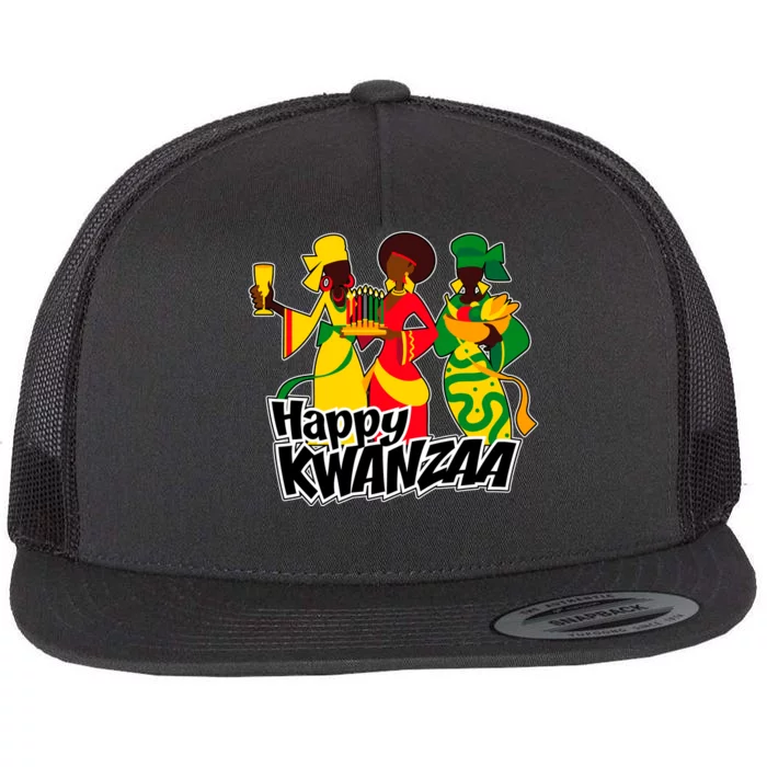 Happy Kwanzaa Celebration Flat Bill Trucker Hat