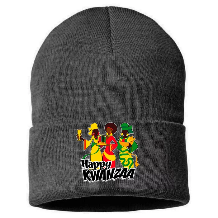 Happy Kwanzaa Celebration Sustainable Knit Beanie