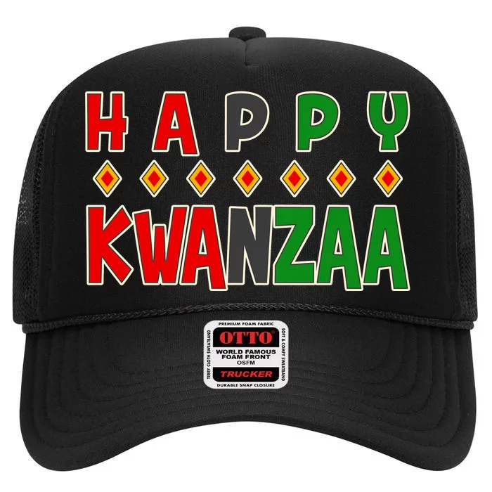 Happy Kwanzaa Holiday High Crown Mesh Trucker Hat