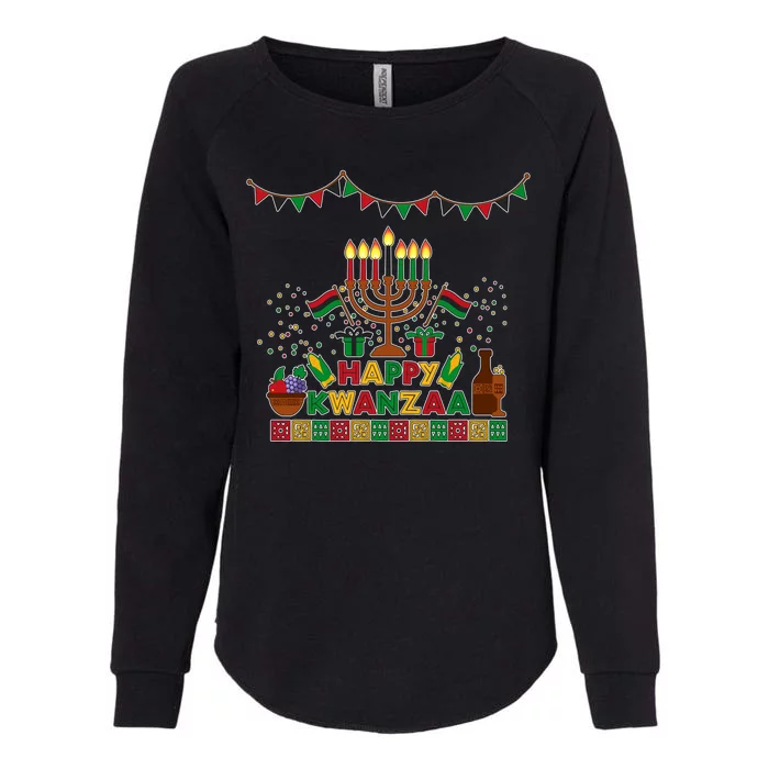 Happy Kwanzaa Traditional Colors Kinara Candles Womens California Wash Sweatshirt