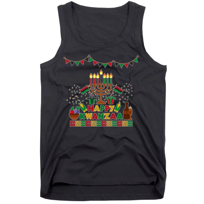 Happy Kwanzaa Traditional Colors Kinara Candles Tank Top