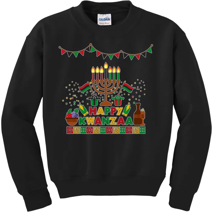 Happy Kwanzaa Traditional Colors Kinara Candles Kids Sweatshirt