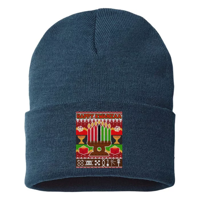 Happy Kwanzaa Ugly Sweater Sustainable Knit Beanie