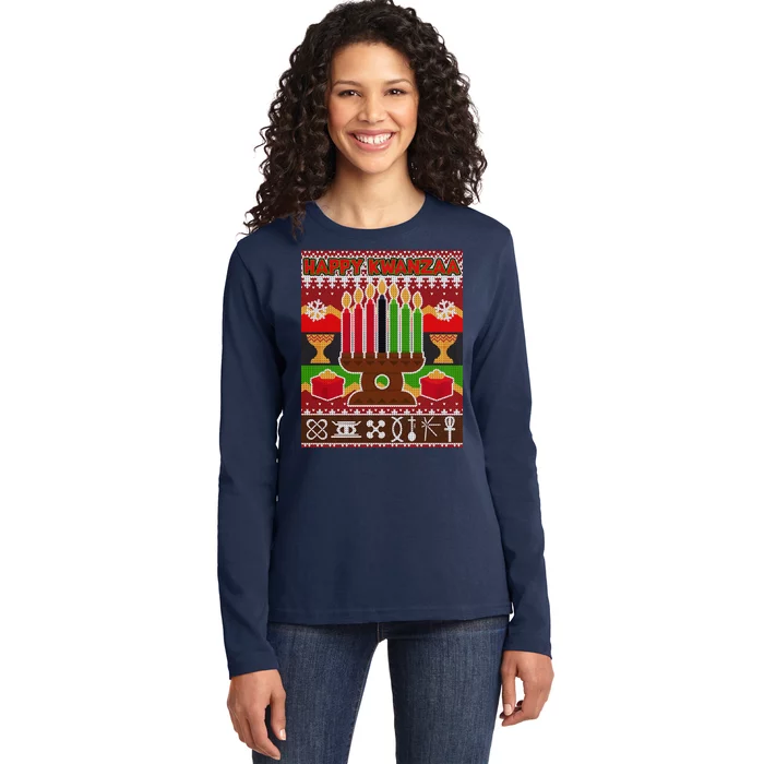 Happy Kwanzaa Ugly Sweater Ladies Long Sleeve Shirt