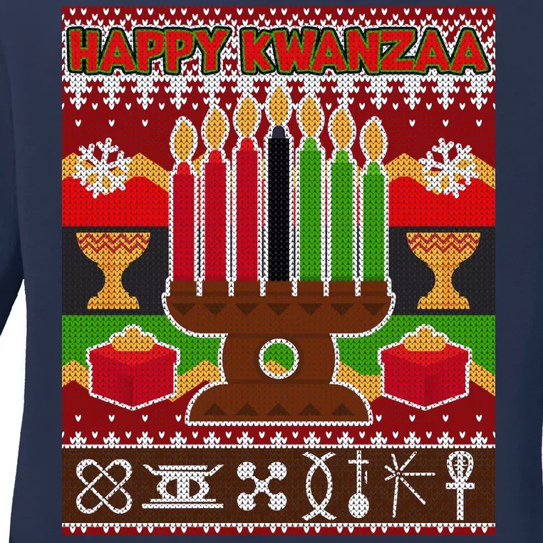 Happy Kwanzaa Ugly Sweater Ladies Long Sleeve Shirt