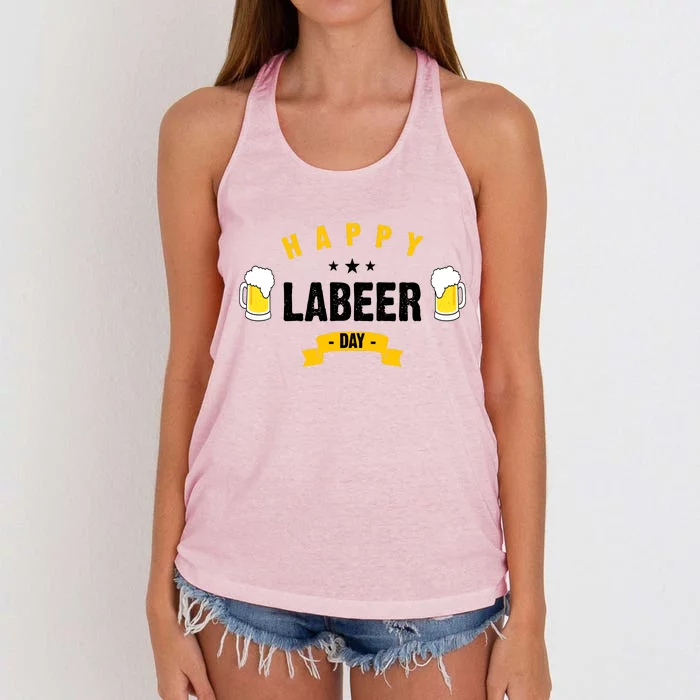 Happy Labeer Day Women's Knotted Racerback Tank