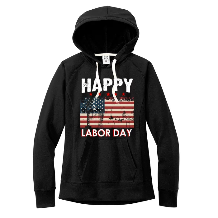 Happy Labor Day American Workers Flag Women's Fleece Hoodie