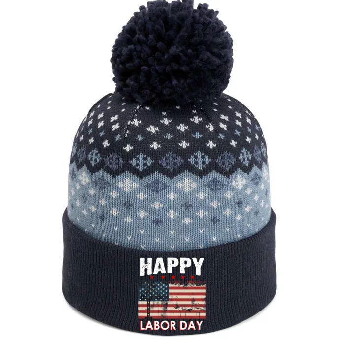 Happy Labor Day American Workers Flag The Baniff Cuffed Pom Beanie