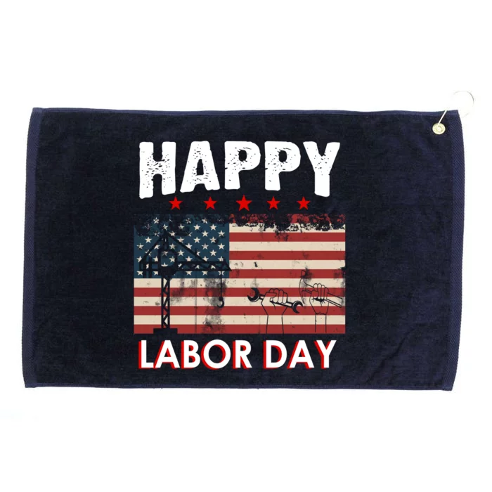 Happy Labor Day American Workers Flag Grommeted Golf Towel