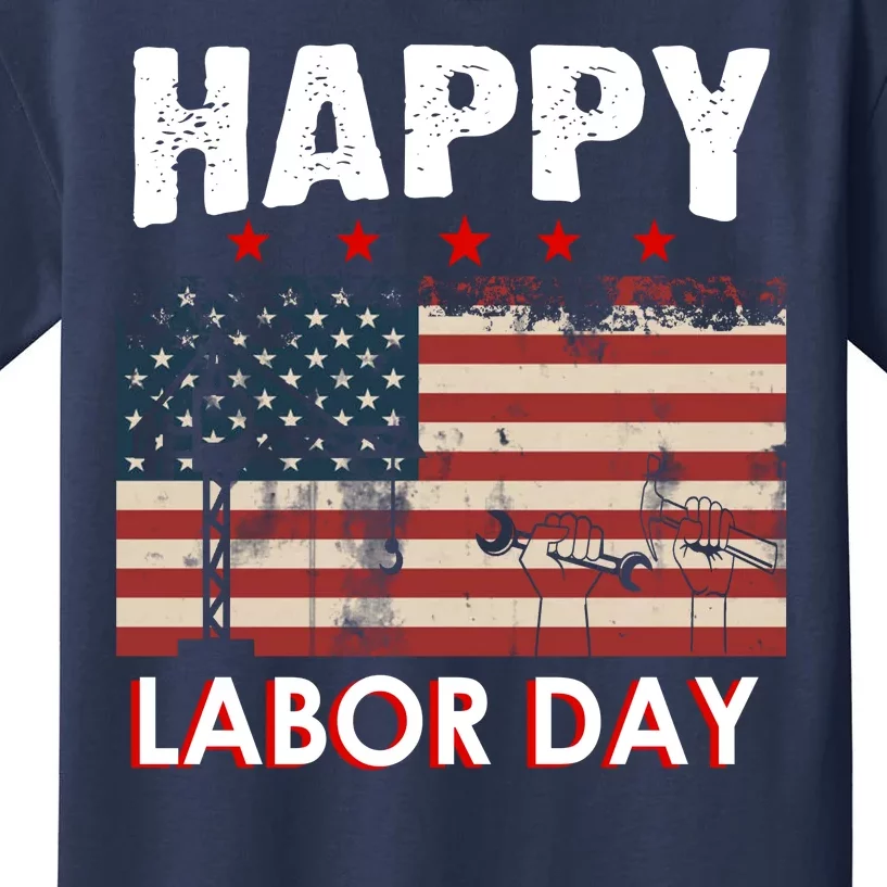 Happy Labor Day American Workers Flag Kids T-Shirt