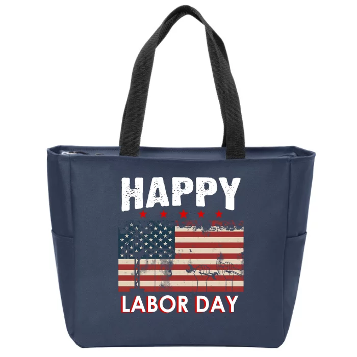 Happy Labor Day American Workers Flag Zip Tote Bag