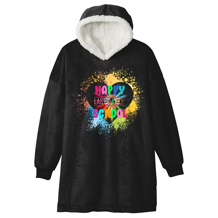 Happy Last Day Of School Colors Of Heart Hooded Wearable Blanket