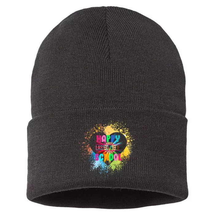 Happy Last Day Of School Colors Of Heart Sustainable Knit Beanie