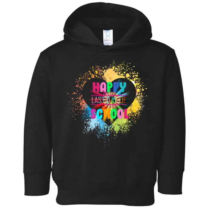 Happy Last Day Of School Colors Of Heart Toddler Hoodie