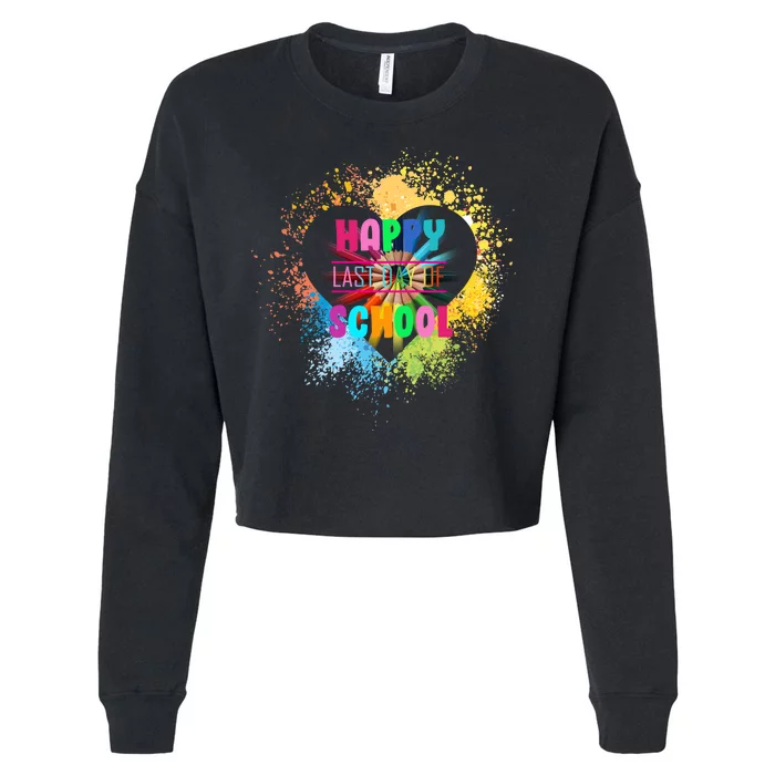 Happy Last Day Of School Colors Of Heart Cropped Pullover Crew