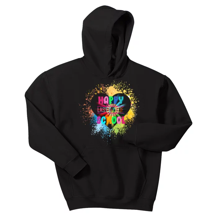 Happy Last Day Of School Colors Of Heart Kids Hoodie