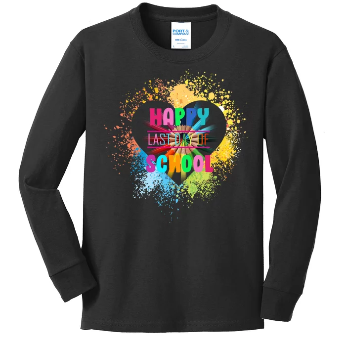 Happy Last Day Of School Colors Of Heart Kids Long Sleeve Shirt