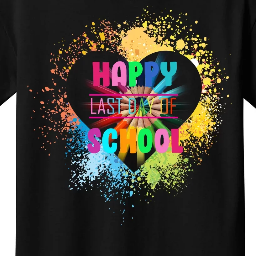 Happy Last Day Of School Colors Of Heart Kids T-Shirt