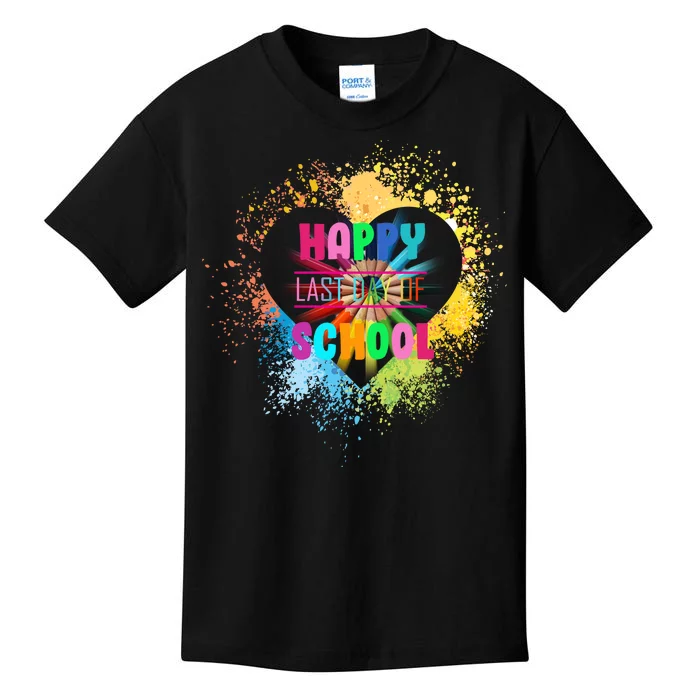 Happy Last Day Of School Colors Of Heart Kids T-Shirt