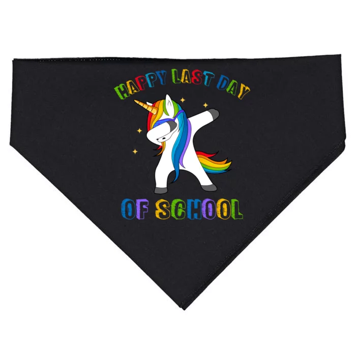 Happy Last Day Of School Dabbing Unicorn USA-Made Doggie Bandana