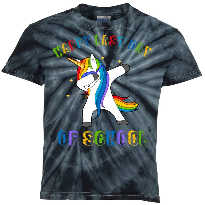 Happy Last Day Of School Dabbing Unicorn Kids Tie-Dye T-Shirt