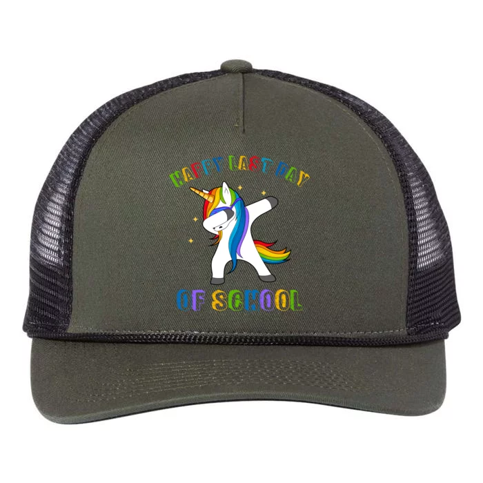 Happy Last Day Of School Dabbing Unicorn Retro Rope Trucker Hat Cap