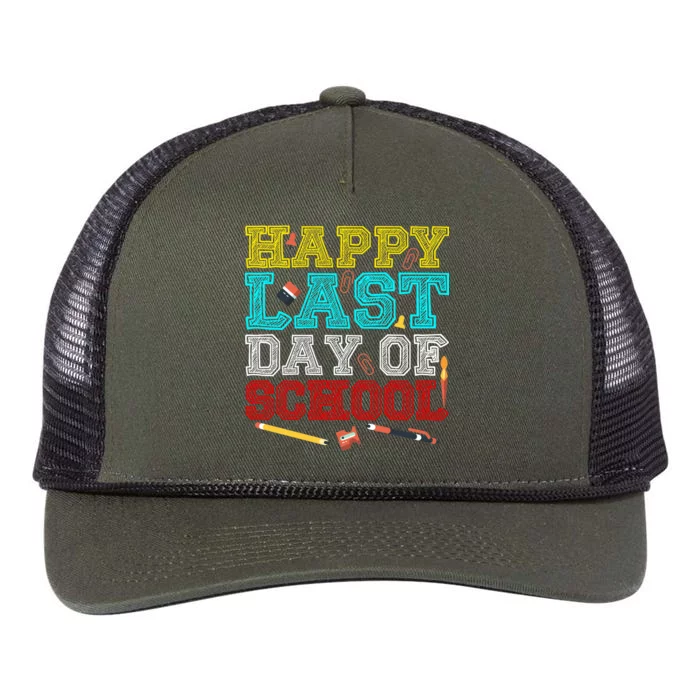 Happy Last Day Of School Pencil Retro Rope Trucker Hat Cap