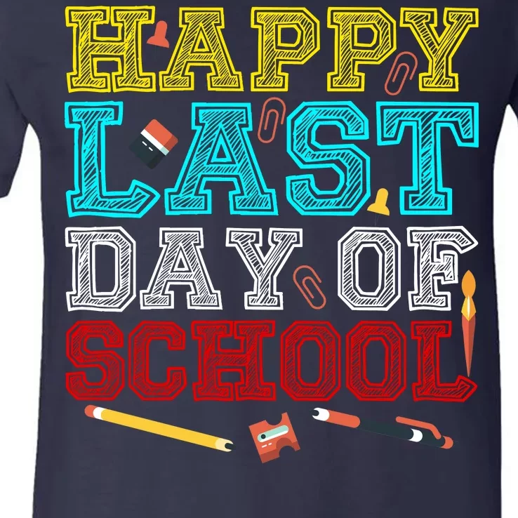 Happy Last Day Of School Pencil V-Neck T-Shirt