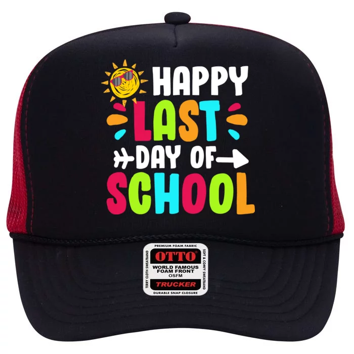 Happy Last Day Of School Sun High Crown Mesh Trucker Hat