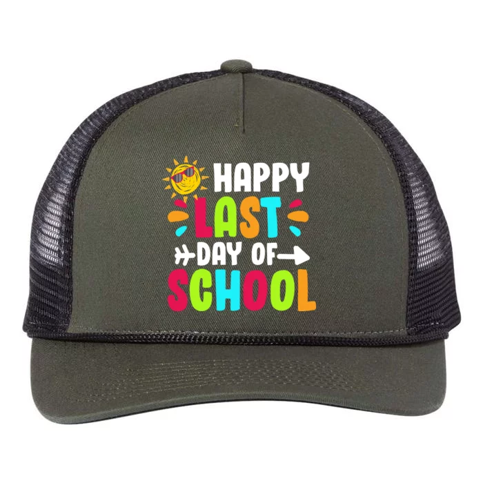 Happy Last Day Of School Sun Retro Rope Trucker Hat Cap