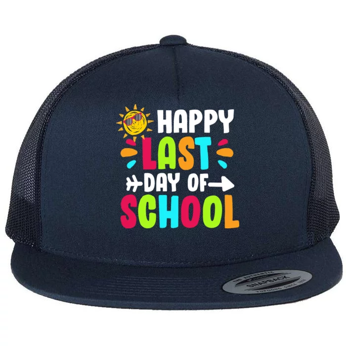 Happy Last Day Of School Sun Flat Bill Trucker Hat