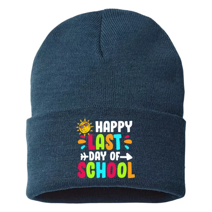 Happy Last Day Of School Sun Sustainable Knit Beanie